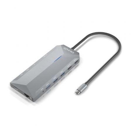 Docking usb tipo-c aisens asuc-12p005-gr/ 2xhdmi 4k/ 3xusb/ 2xusb tipo-c/ 1xrj45/ 1xaudio/ 1xlector tarjetas/ 1x jack/ 1xusb - Imagen 2